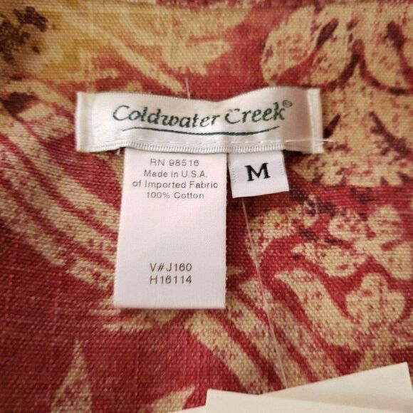 Coldwater Creek Womens M Aztec Block Print Denim Jacket 10-12 New Red Gold - Picture 6 of 7